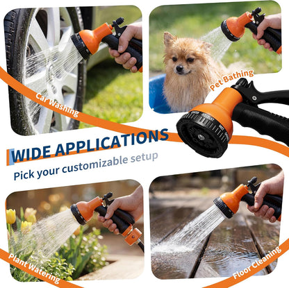 Retractable Garden Hose Reel, 1/2 Inch x 50 ft Wall Mounted Heavy Duty Garden Hose Reel with 10 Patterns Nozzle, Any Length Lock, Upgraded Slow Return System and 180°Swivel Bracket