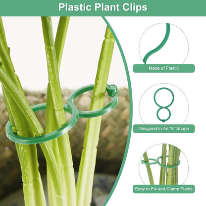 50-Pack Plant Support Clips, 2.4" x 1.6" x 0.08"(l x W x H) Plant Twist Clip Ties, Plastic Plant Clips, Tomato Vine Flower Cucumber Plastic Plant Clip for Plant Locks