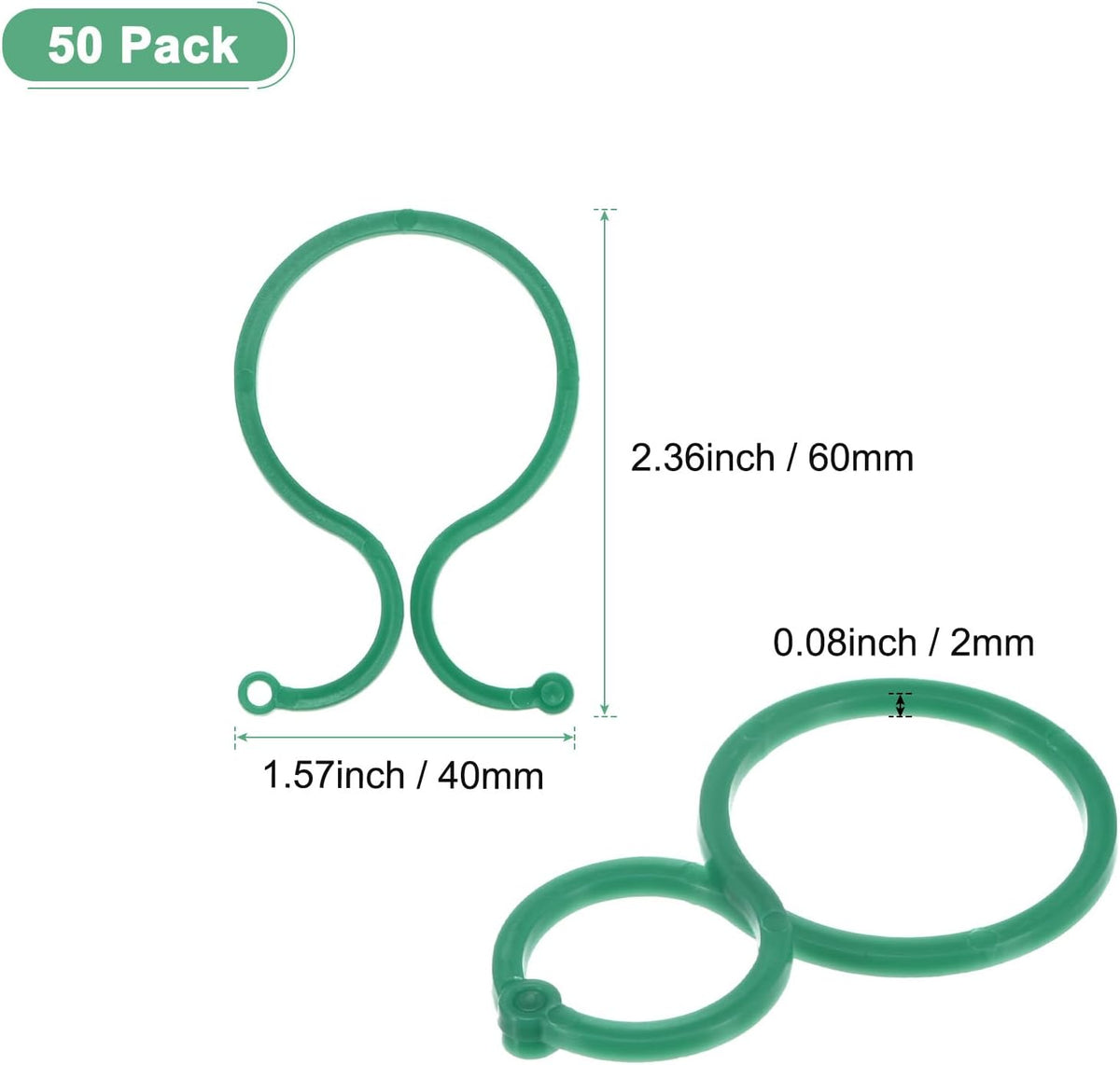 50-Pack Plant Support Clips, 2.4" x 1.6" x 0.08"(l x W x H) Plant Twist Clip Ties, Plastic Plant Clips, Tomato Vine Flower Cucumber Plastic Plant Clip for Plant Locks