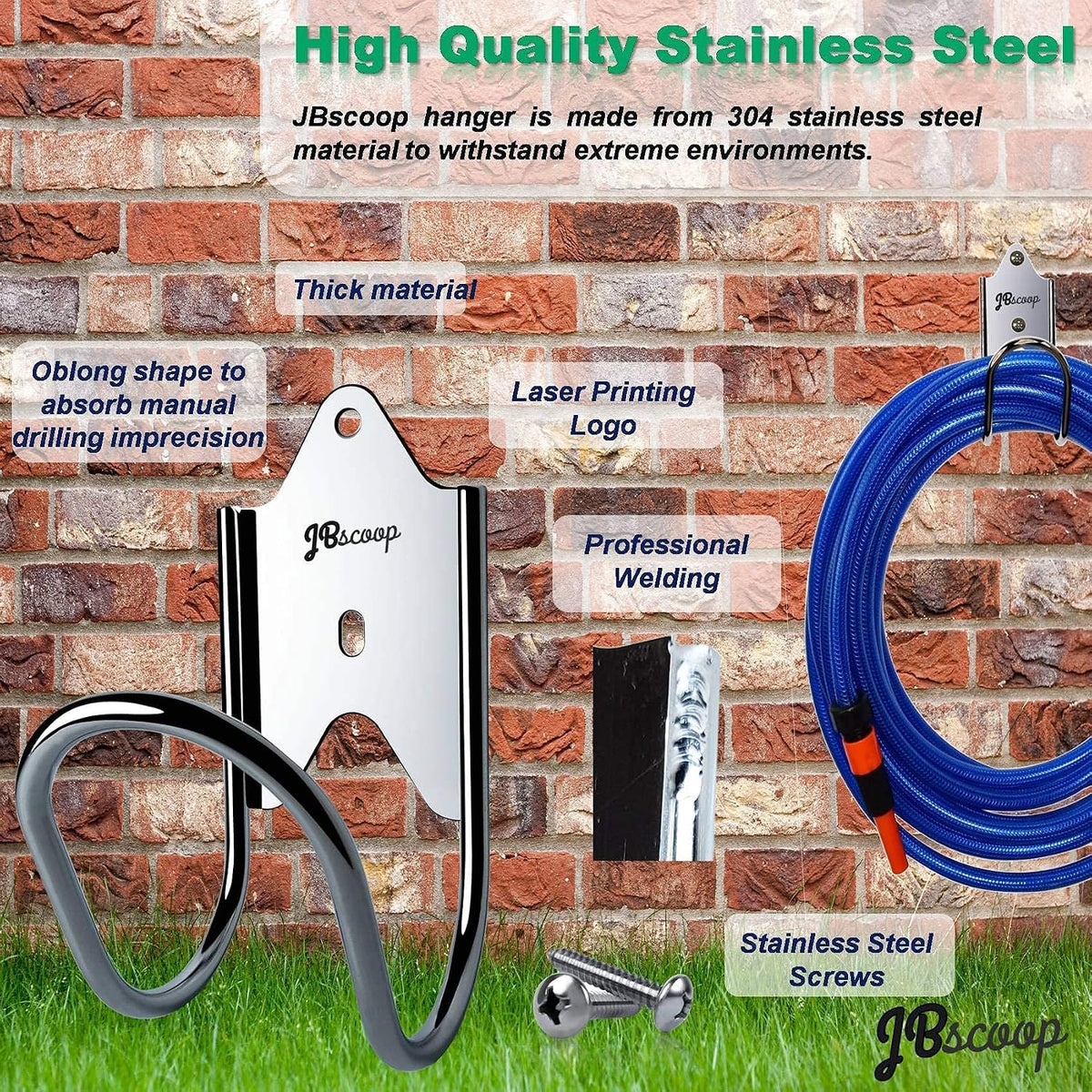 Garden Hose Holder, Garden Hose Hanger Wall Mount for Water Hose, Extension Cords, Air Compressor Hose, Heavy Duty & Rust Proof Set of 1