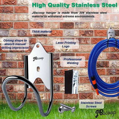 Garden Hose Holder, Garden Hose Hanger Wall Mount for Water Hose, Extension Cords, Air Compressor Hose, Heavy Duty & Rust Proof Set of 1