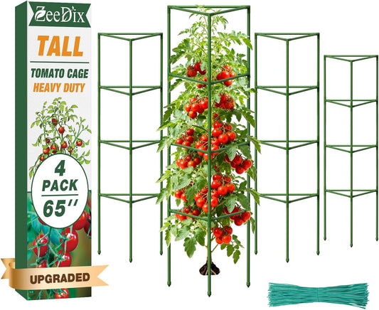 65 Inch 4 Pack Heavy Duty Tall Tomato Cages for Garden
