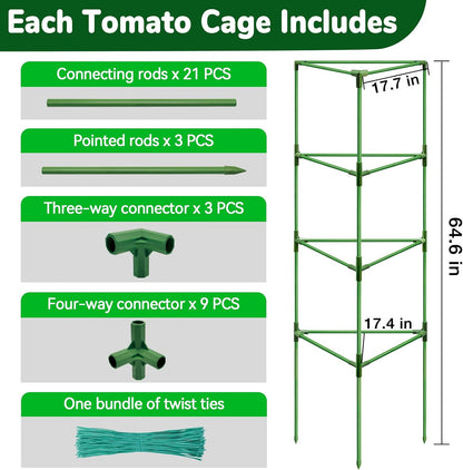 65 Inch 4 Pack Heavy Duty Tall Tomato Cages for Garden