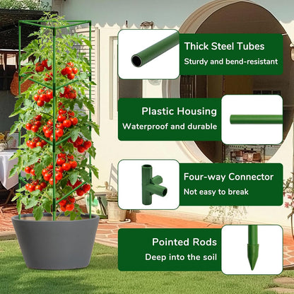 65 Inch 4 Pack Heavy Duty Tall Tomato Cages for Garden