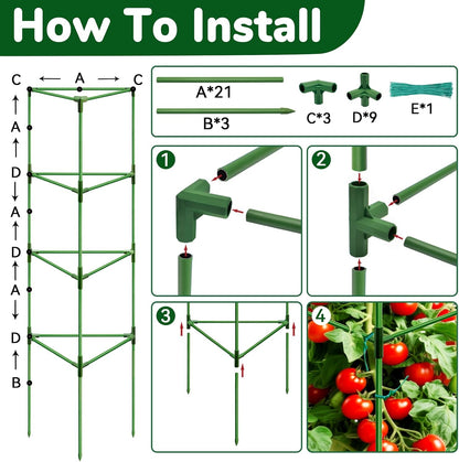 65 Inch 4 Pack Heavy Duty Tall Tomato Cages for Garden
