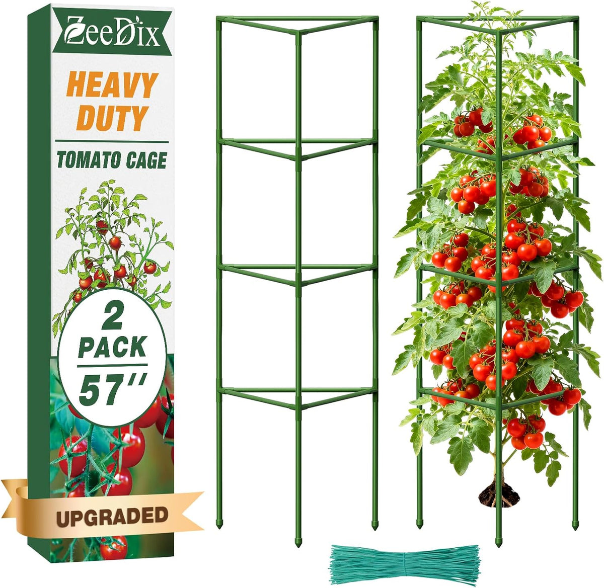 65 Inch 4 Pack Heavy Duty Tall Tomato Cages for Garden