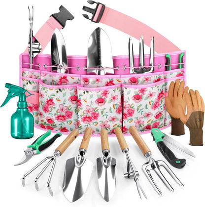 Gardening Tools 10-Piece Garden Tool Set, Rust Resistant, Pink