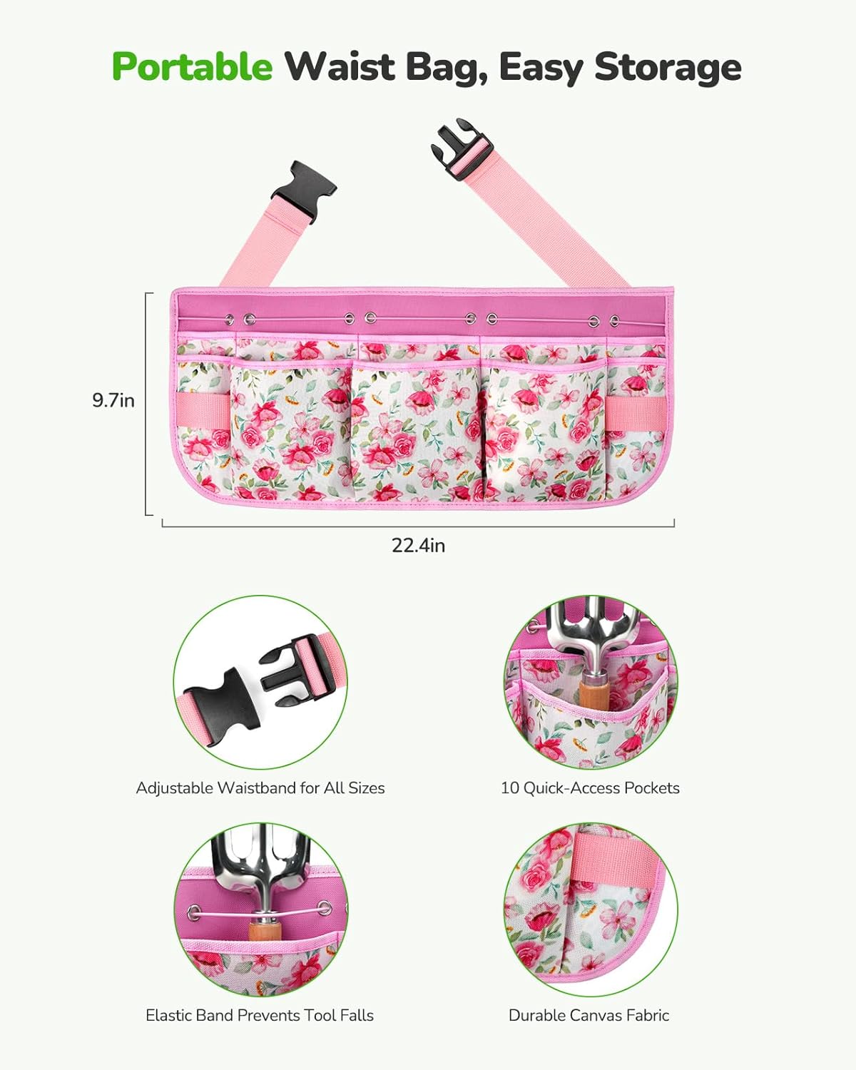 Gardening Tools 10-Piece Garden Tool Set, Rust Resistant, Pink