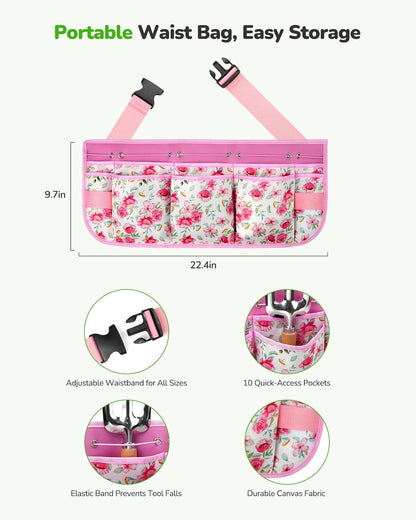 Gardening Tools 10-Piece Garden Tool Set, Rust Resistant, Pink