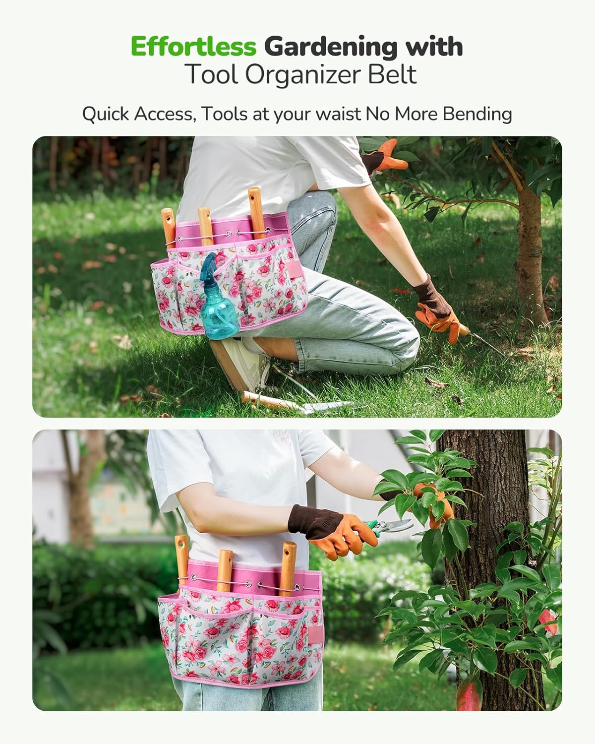 Gardening Tools 10-Piece Garden Tool Set, Rust Resistant, Pink