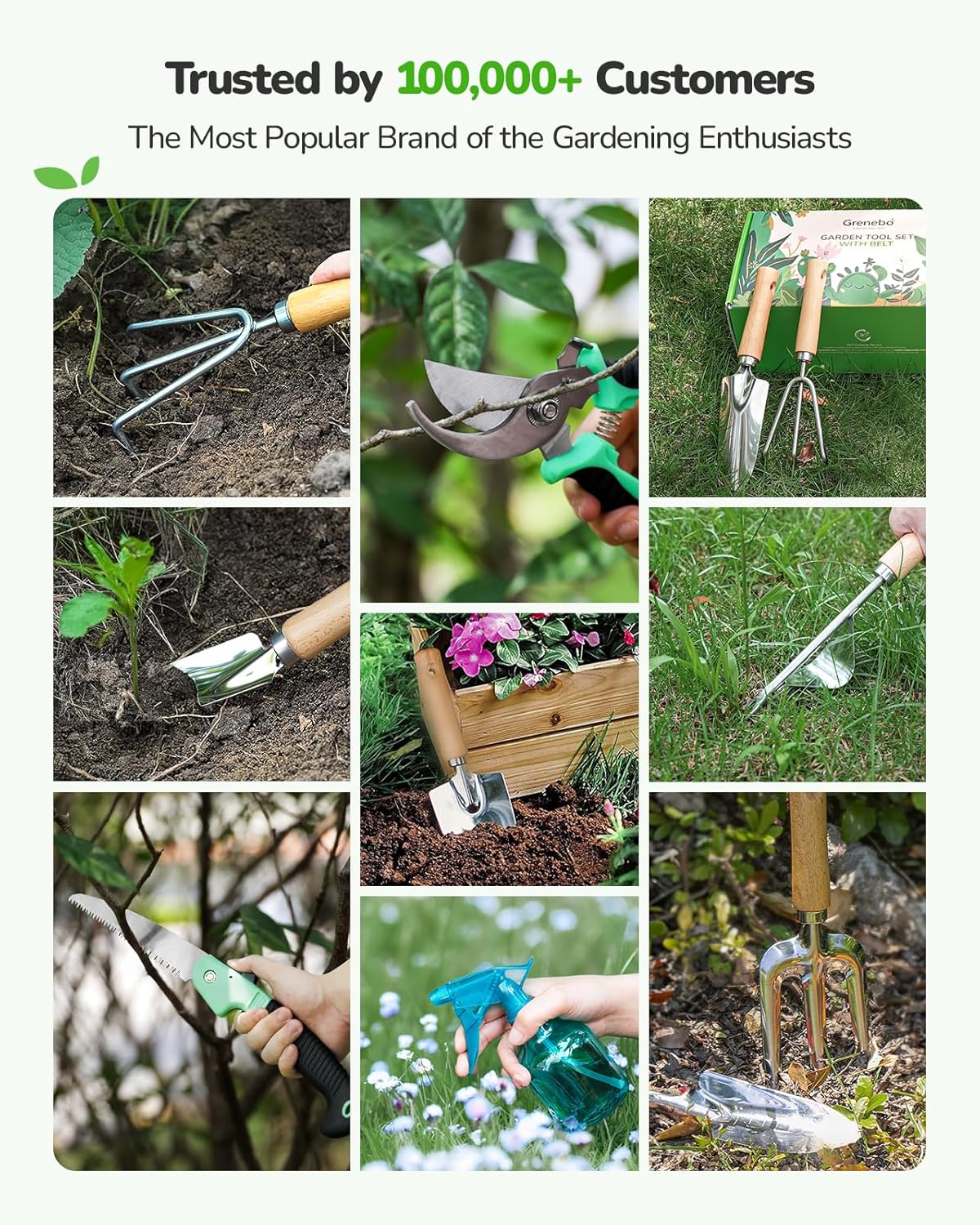 Gardening Tools 10-Piece Garden Tool Set, Rust Resistant, Pink