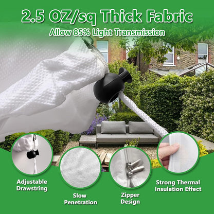 Plant Covers Freeze Protection, 32" x 47" 2.5oz/yd² Reusable Frost Cloth with Drawstring, Winter Plants Jacket Warm Shrubs Cover Blanket Frost Protection for Outdoor Garden Plants, 2 Packs