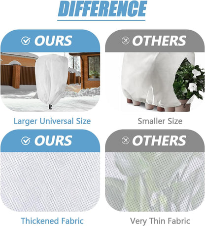 Plant Covers Freeze Protection, 32" x 47" 2.5oz/yd² Reusable Frost Cloth with Drawstring, Winter Plants Jacket Warm Shrubs Cover Blanket Frost Protection for Outdoor Garden Plants, 2 Packs