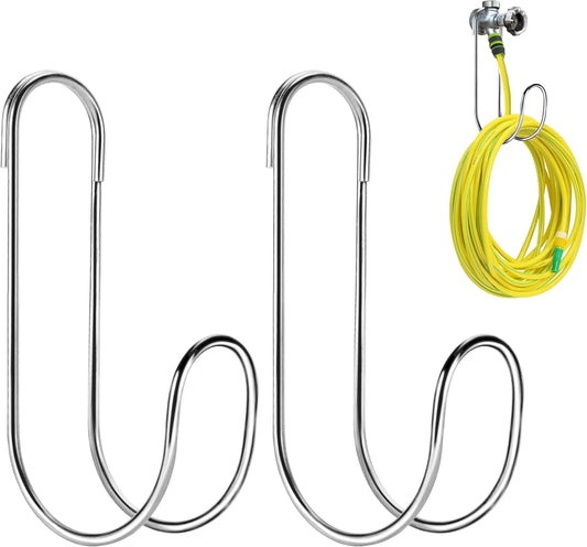 2 Pcs Flexible Garden Hose Storage Hook-Stainless Steel Water Hose Hanger Support Up to 44lbs-Hanging Stainless Hose Holder for Indoor Outdoor Home Garden Water Hose Storage