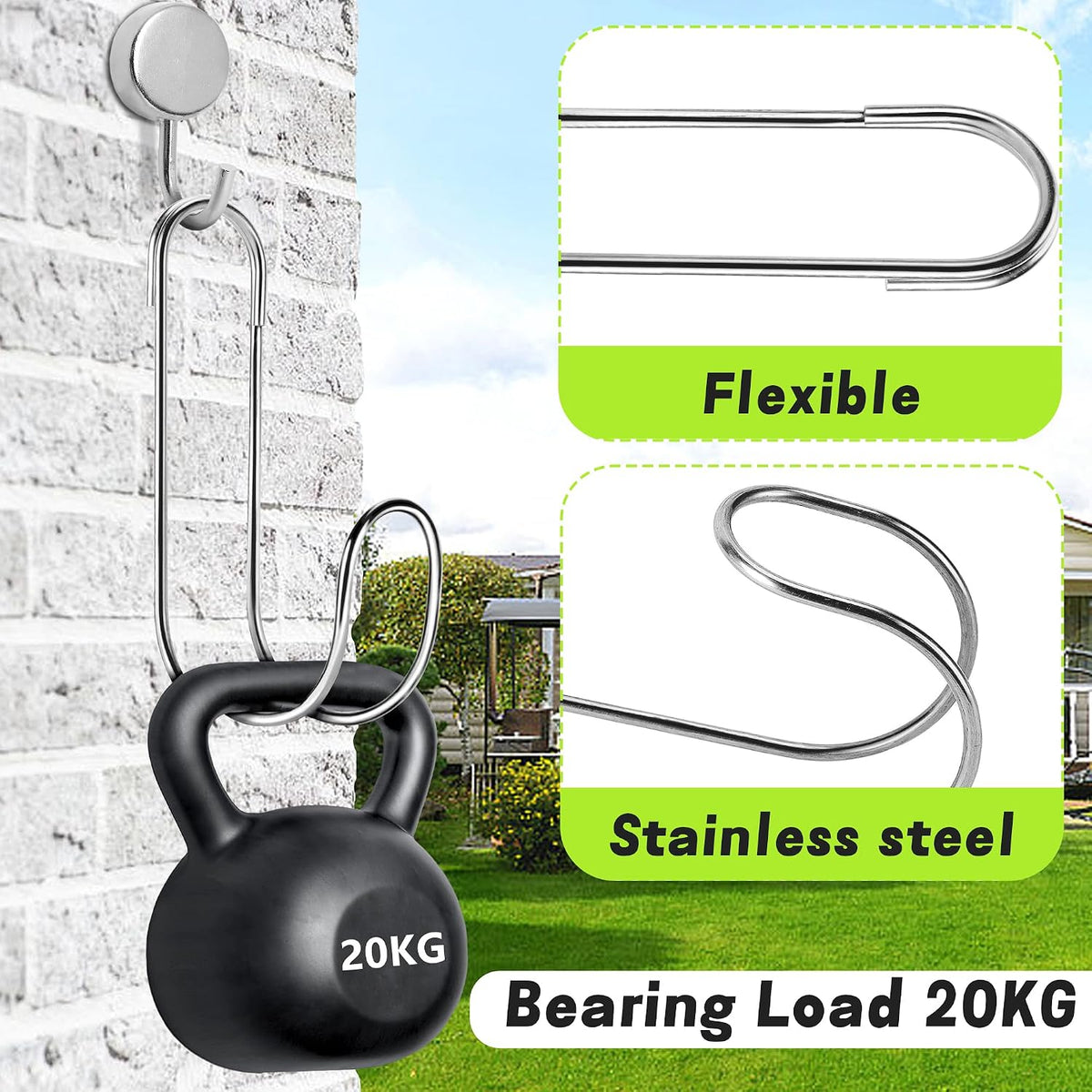 2 Pcs Flexible Garden Hose Storage Hook-Stainless Steel Water Hose Hanger Support Up to 44lbs-Hanging Stainless Hose Holder for Indoor Outdoor Home Garden Water Hose Storage
