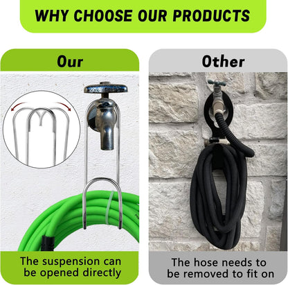 2 Pcs Flexible Garden Hose Storage Hook-Stainless Steel Water Hose Hanger Support Up to 44lbs-Hanging Stainless Hose Holder for Indoor Outdoor Home Garden Water Hose Storage