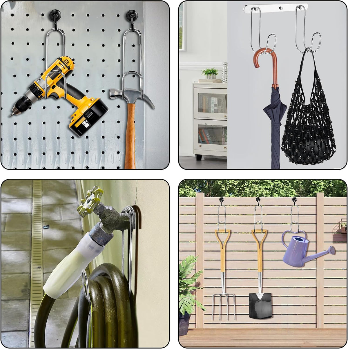 2 Pcs Flexible Garden Hose Storage Hook-Stainless Steel Water Hose Hanger Support Up to 44lbs-Hanging Stainless Hose Holder for Indoor Outdoor Home Garden Water Hose Storage