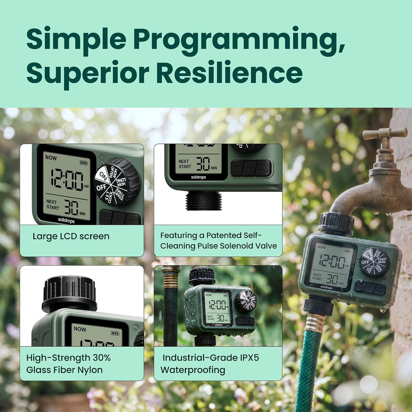 Garden Hose Sprinkler Timer 1 or 2 Outlet Programmable Controller