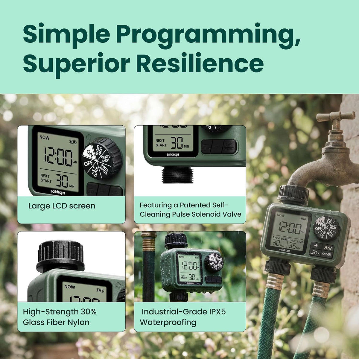 Garden Hose Sprinkler Timer 1 or 2 Outlet Programmable Controller