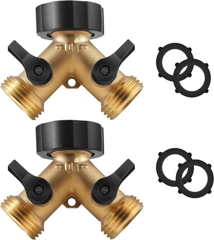 Brass Heavy Duty 2 Way Y Valve Garden Hose Splitter Adapter High Flow Spigot Splitter