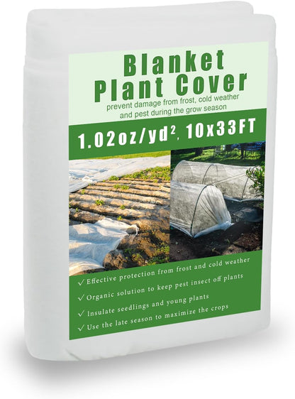10'x33' Plant Frost Protection Cover, Reusable Non-Woven Garden Fabric