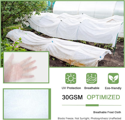 10'x33' Plant Frost Protection Cover, Reusable Non-Woven Garden Fabric