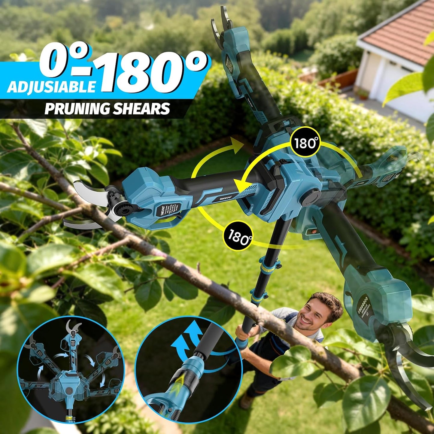 Cordless Pole Pruner, 1.6" Cutting Diameter Electric Pruning Shears