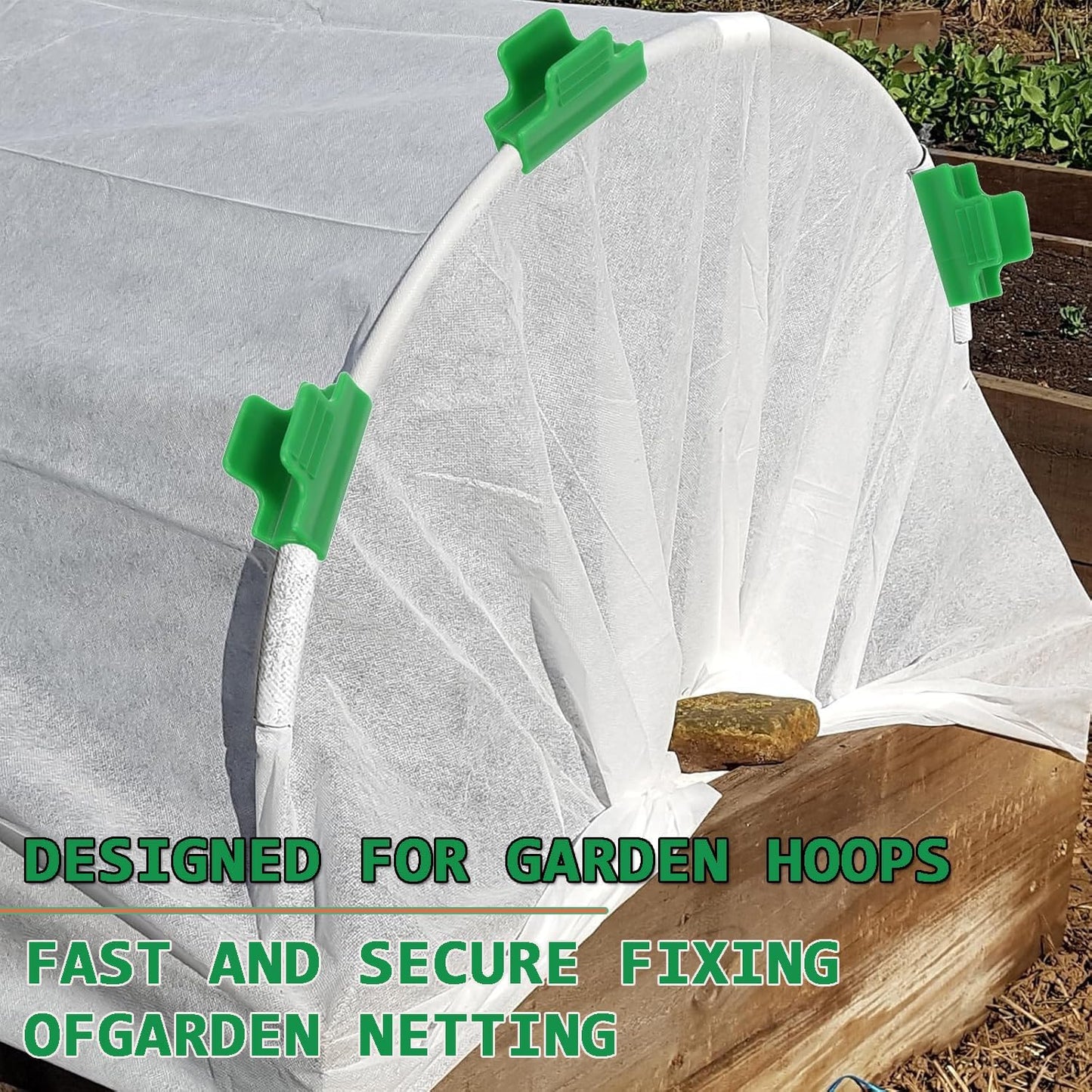 20Pcs Greenhouse Clamps, 16 mm Shading Net Rod Clip, Film Row Cover Netting Tunnel Hoop Clip, Plant Support Frame for Season Plant Extension Support