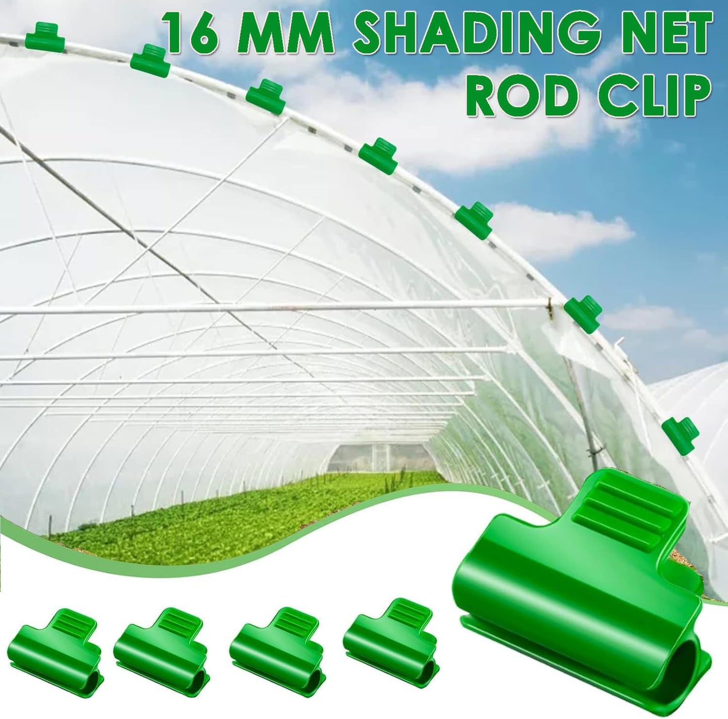 20Pcs Greenhouse Clamps, 16 mm Shading Net Rod Clip, Film Row Cover Netting Tunnel Hoop Clip, Plant Support Frame for Season Plant Extension Support