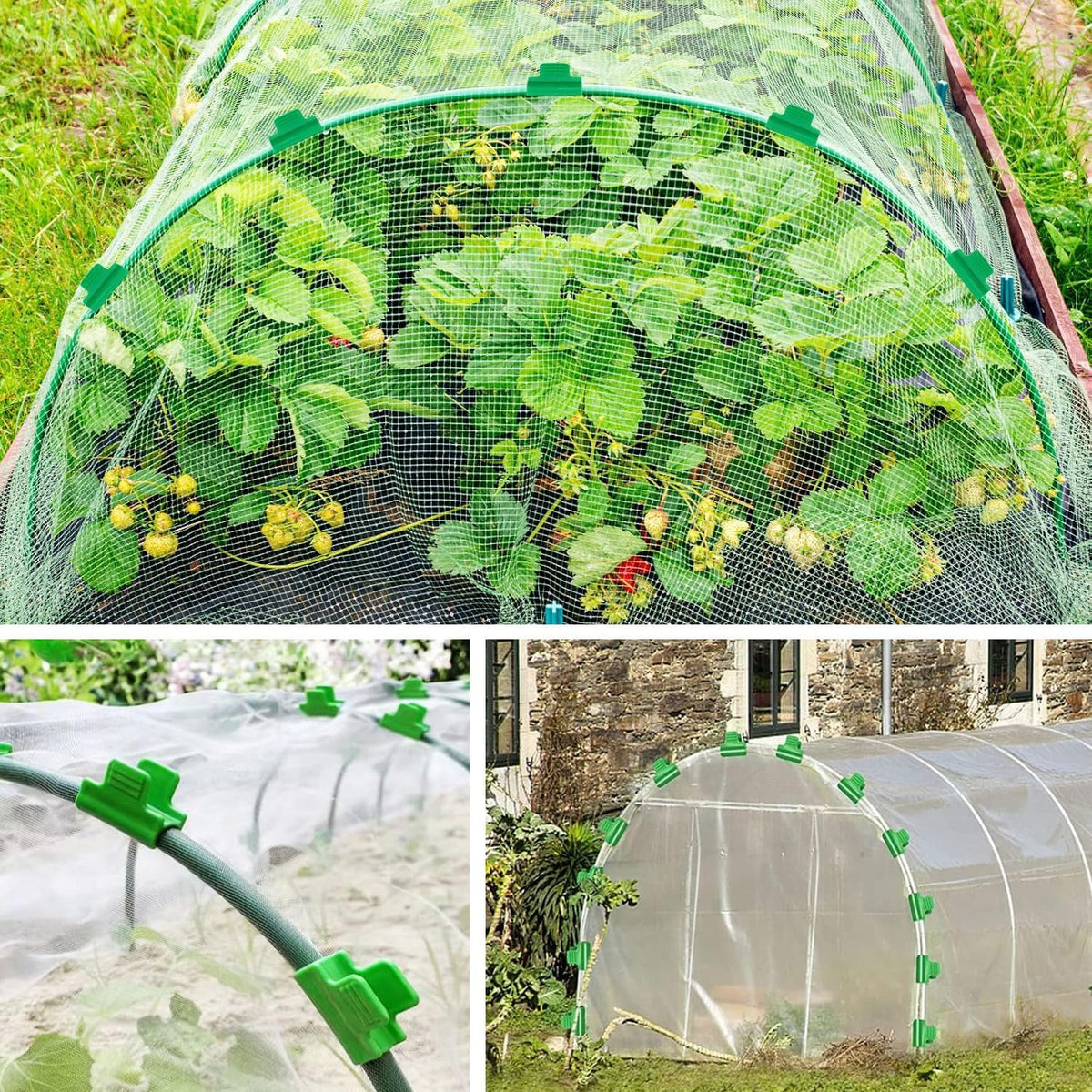 20Pcs Greenhouse Clamps, 16 mm Shading Net Rod Clip, Film Row Cover Netting Tunnel Hoop Clip, Plant Support Frame for Season Plant Extension Support
