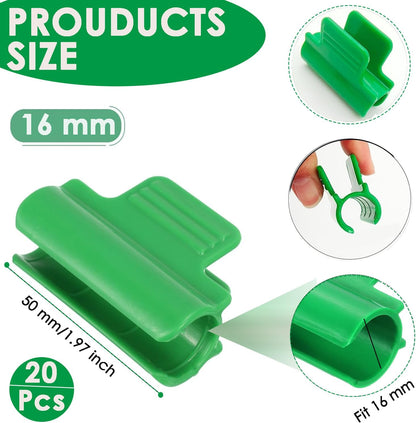 20Pcs Greenhouse Clamps, 16 mm Shading Net Rod Clip, Film Row Cover Netting Tunnel Hoop Clip, Plant Support Frame for Season Plant Extension Support