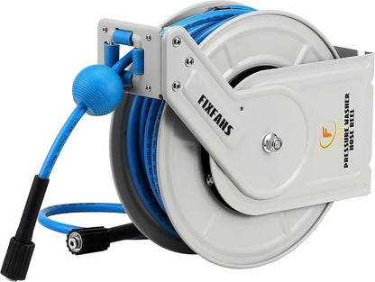 Pressure Washer Hose Reel with Hose, 1/4" × 60ft, Retractable