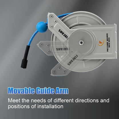 Pressure Washer Hose Reel with Hose, 1/4" × 60ft, Retractable