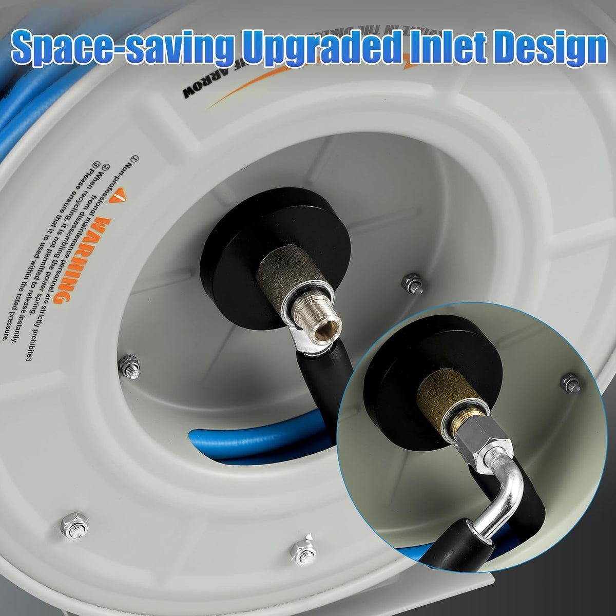 Pressure Washer Hose Reel with Hose, 1/4" × 60ft, Retractable