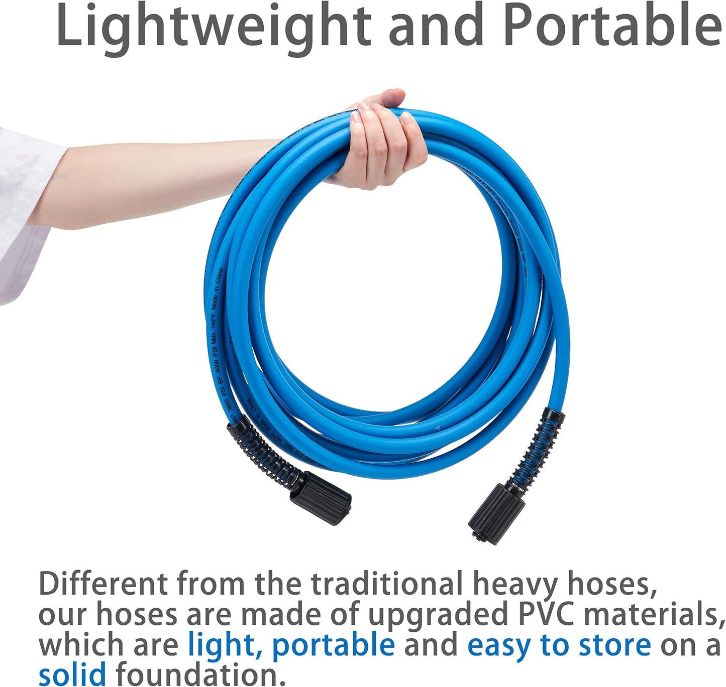 Pressure Washer Hose Reel with Hose, 1/4" × 60ft, Retractable