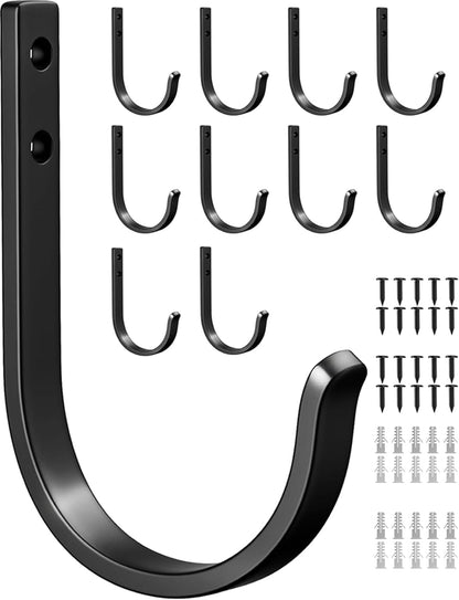 22LB Wall Hooks for Hanging Towel/Coat, Black 5 Pack