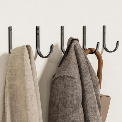22LB Wall Hooks for Hanging Towel/Coat, Black 5 Pack