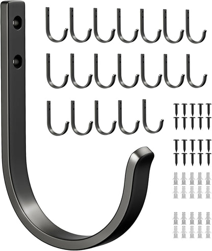 22LB Wall Hooks for Hanging Towel/Coat, Black 5 Pack