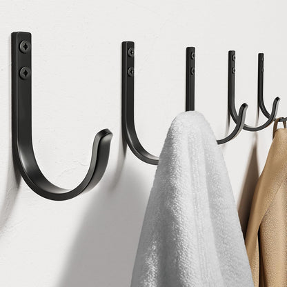 22LB Wall Hooks for Hanging Towel/Coat, Black 5 Pack