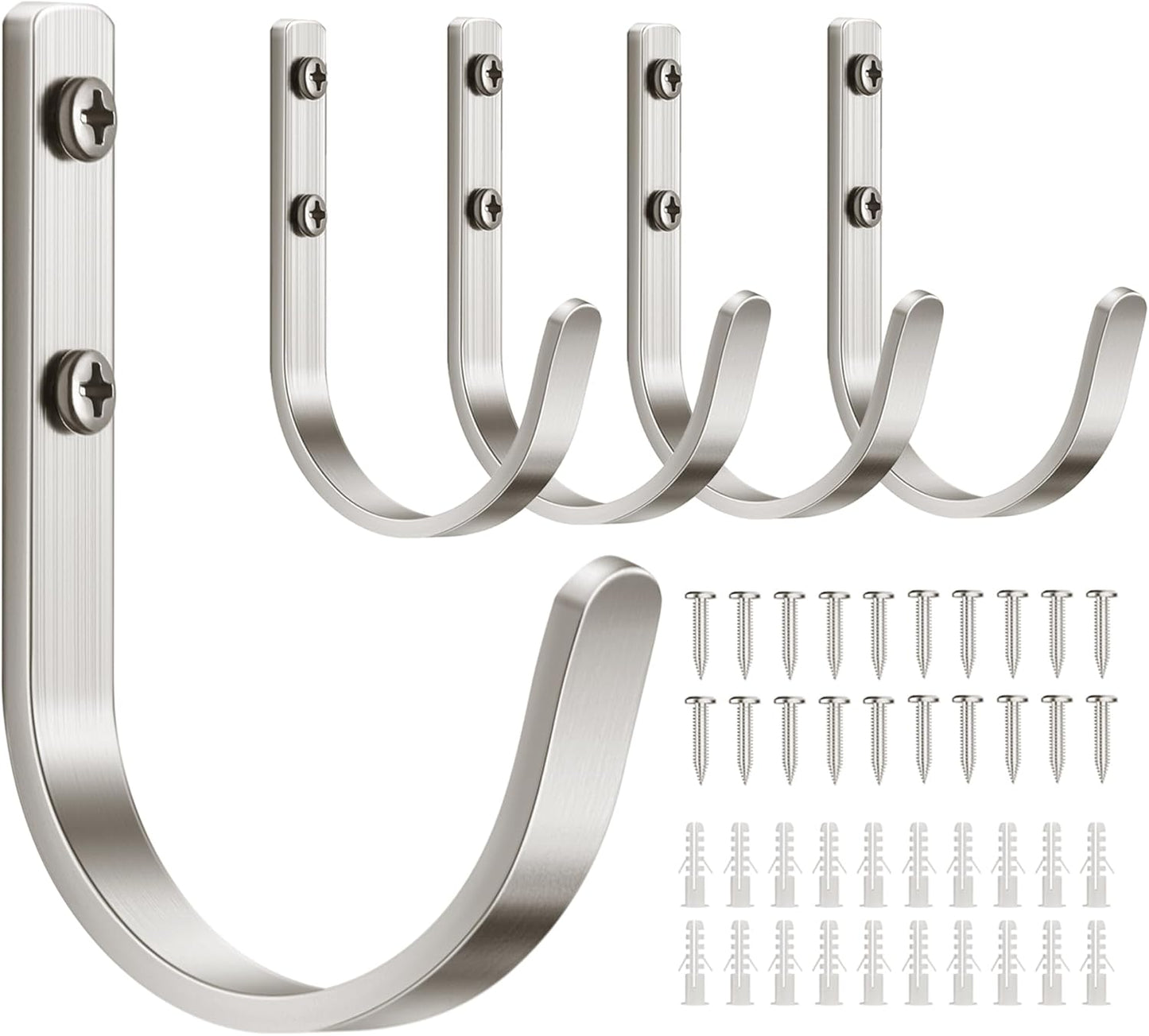22LB Wall Hooks for Hanging Towel/Coat, Black 5 Pack