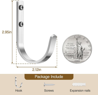22LB Wall Hooks for Hanging Towel/Coat, Black 5 Pack