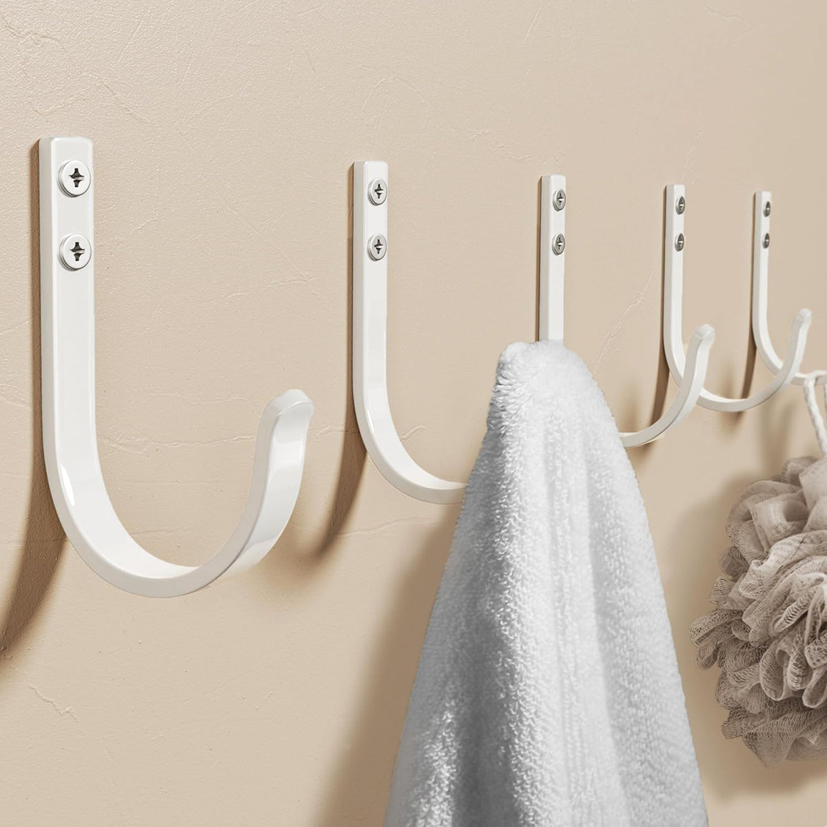 22LB Wall Hooks for Hanging Towel/Coat, Black 5 Pack