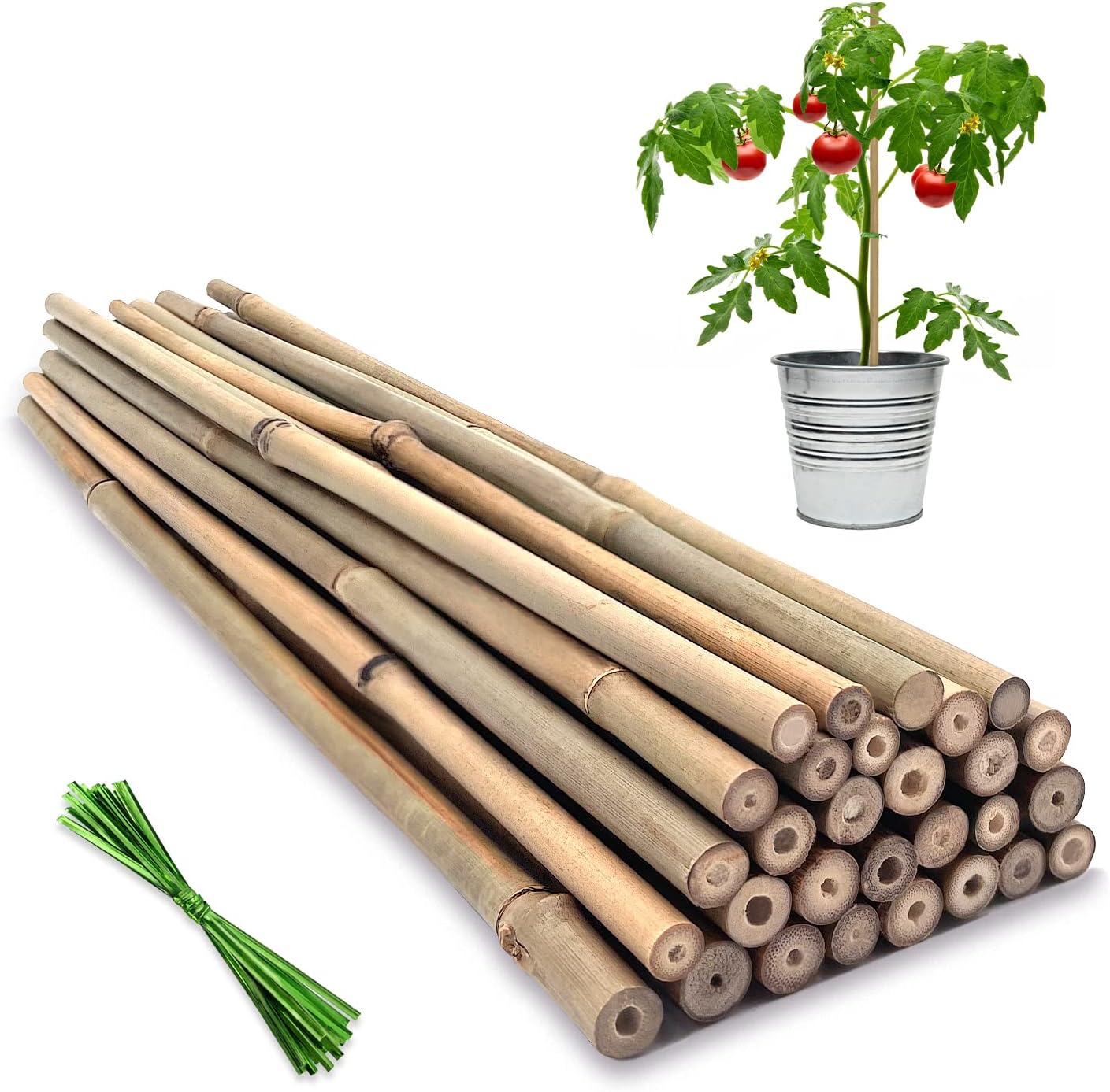 Plant Stakes,18IN Natural Garden Bamboo Sticks, 20Pcs Plant Support Stakes