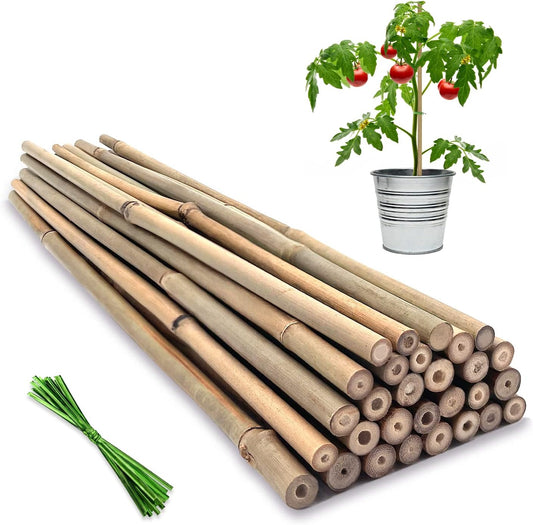 Plant Stakes,18IN Natural Garden Bamboo Sticks, 20Pcs Plant Support Stakes