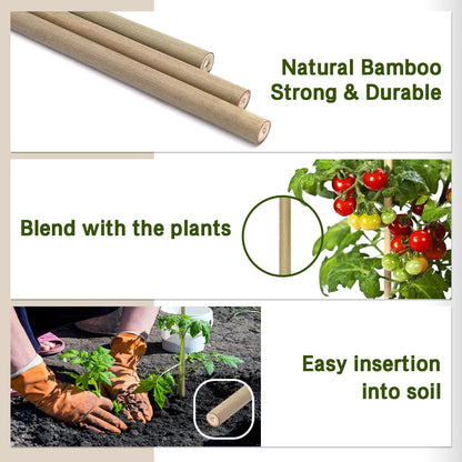 Plant Stakes,18IN Natural Garden Bamboo Sticks, 20Pcs Plant Support Stakes