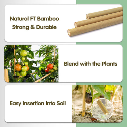 Plant Stakes,18IN Natural Garden Bamboo Sticks, 20Pcs Plant Support Stakes
