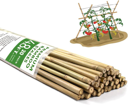 Plant Stakes,18IN Natural Garden Bamboo Sticks, 20Pcs Plant Support Stakes
