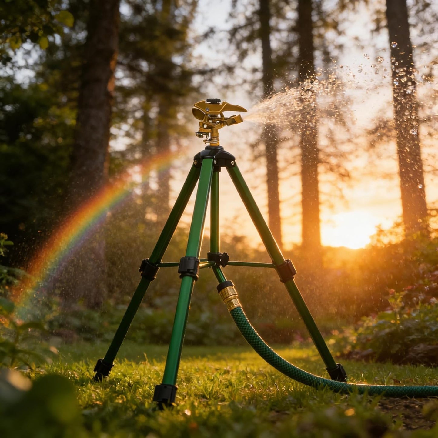 Large Impact Sprinkler on Tripod Base, Heavy Duty Zinc Alloy Sprinkler for Yard with Adjustable Head and Extendable Tripod, 360 Full Coverage Irrigation Tool for Lawn Garden