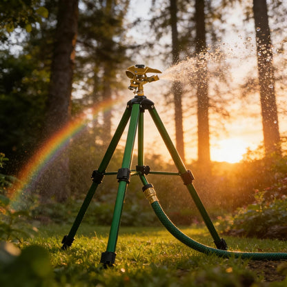 Large Impact Sprinkler on Tripod Base, Heavy Duty Zinc Alloy Sprinkler for Yard with Adjustable Head and Extendable Tripod, 360 Full Coverage Irrigation Tool for Lawn Garden