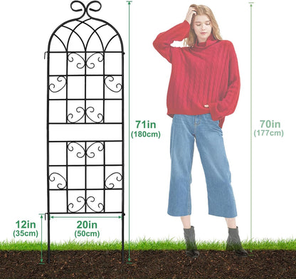 YOBAZAN Metal Garden Trellis 71"x20", 2 Pack Plant Support Trellis